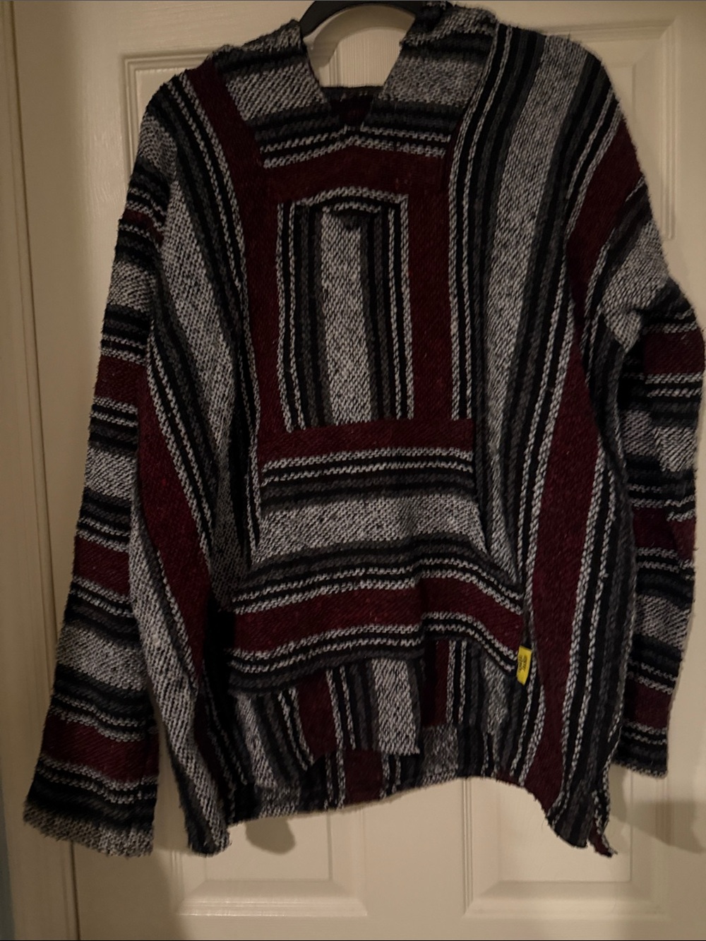 Men's Striped Crewneck Sweater - Burgundy & Gray boho biker skater edgy camping